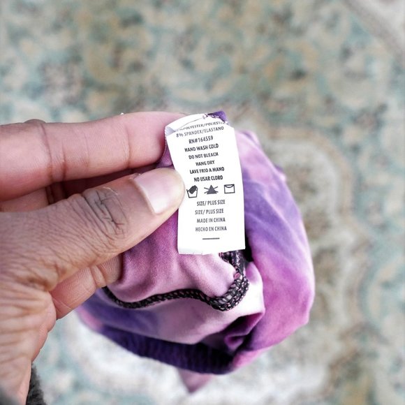 NWT Purple Pink Tie Dye Plus Size Leggings - Picture 6 of 7